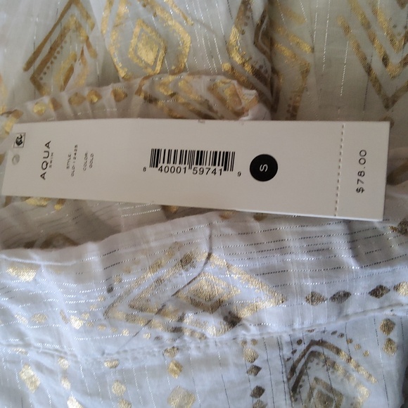 Aqua Swim Ruffle Print Maxi Midi Coverup Skirt Size S Gold White New - Picture 10 of 10